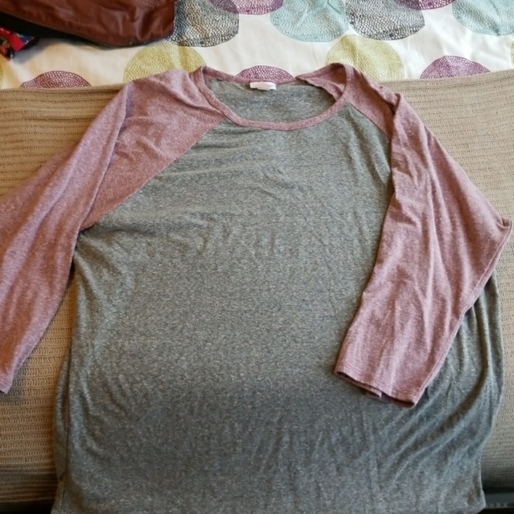 Pink/Mauve and Grey Baseball T-Shirt